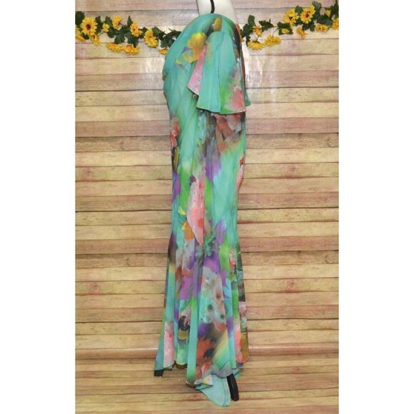 Fairy Core Pastel Floral Midi Dress 20W Scoop Neck Flutter Sleeve Asymmetrical - Picture 7 of 13